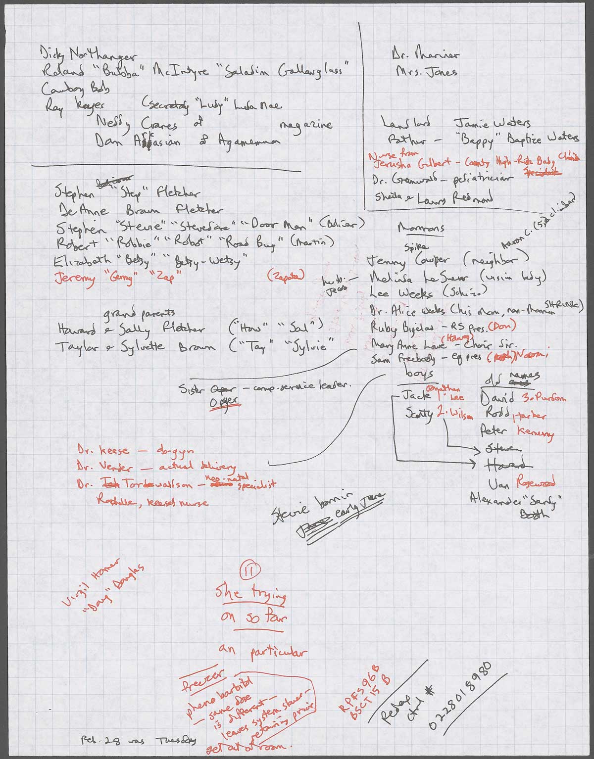 page of notes