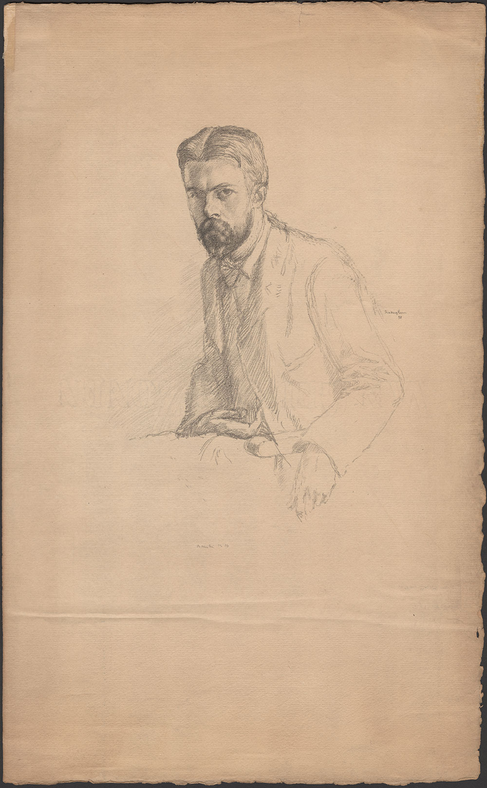 William Rothenstein. Proof lithograph portrait of Laurence Housman, 1898