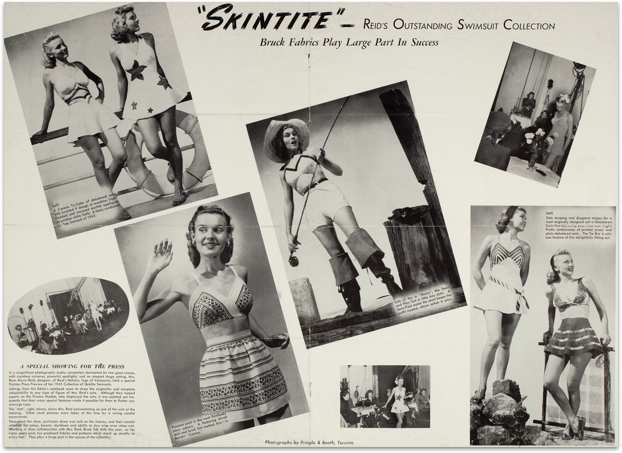 A 1942 advertisement for the Skintite swimsuit line
