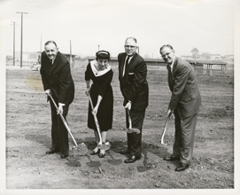 Rose Marie and three other church leaders breaking ground for a church building